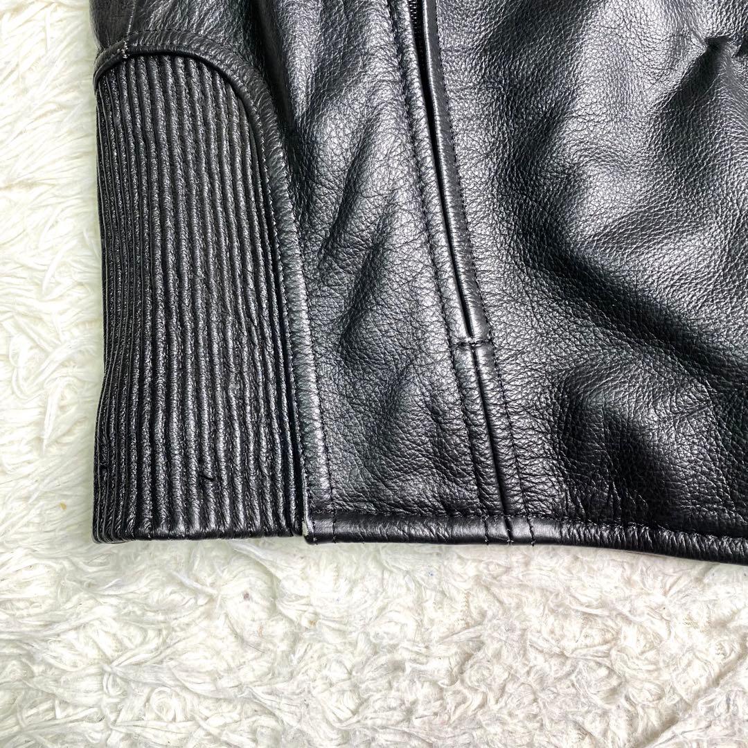 良品✨ハーレーダビッドソン ライダース 110周年記念 大きいサイズ 本革 黒