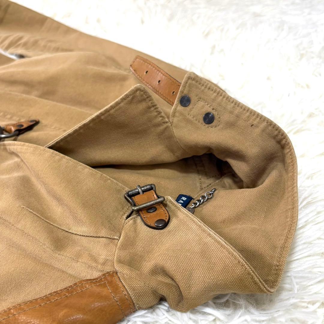 【美品】ラルフローレン コットン レザー切替 ジャケット サファリジャケット