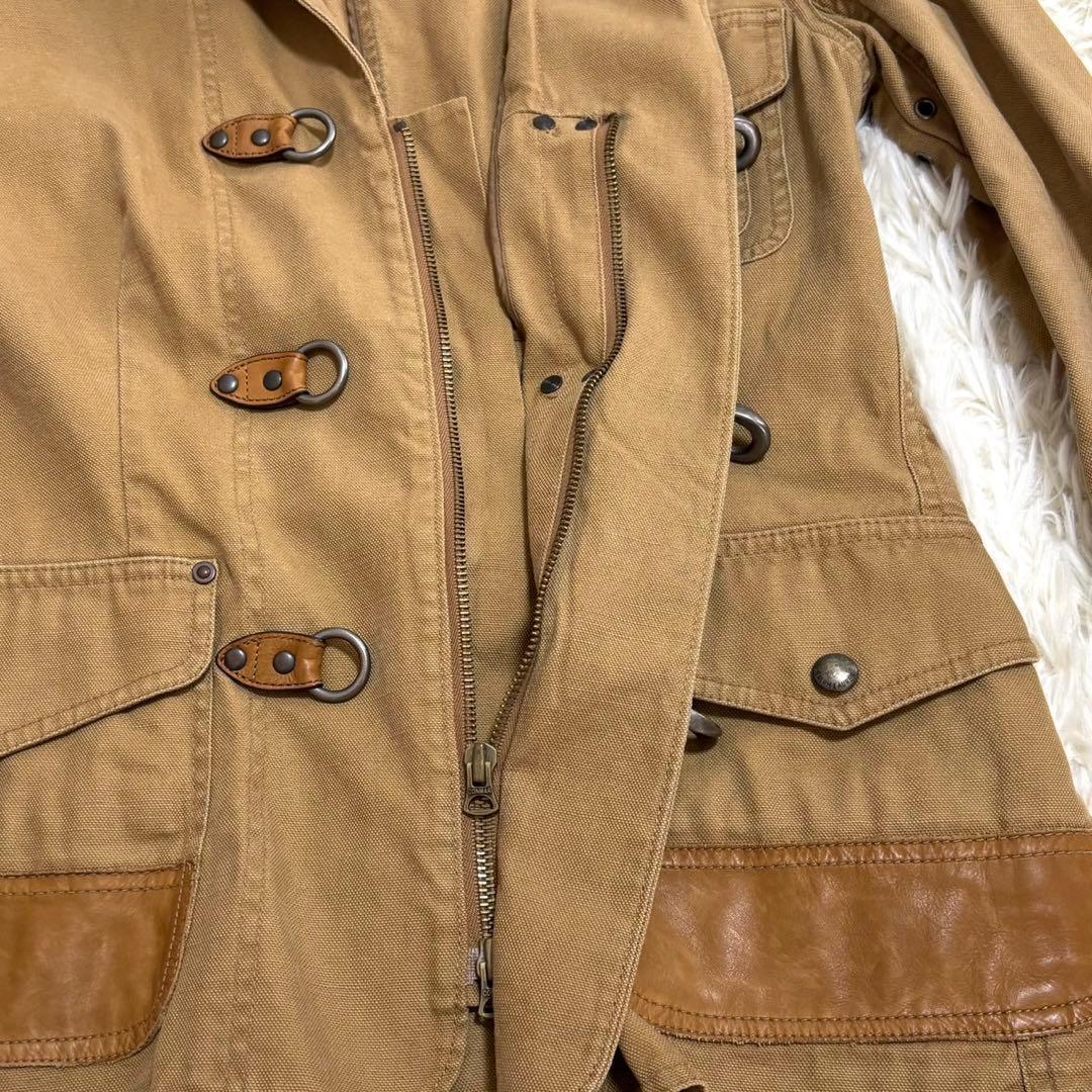 【美品】ラルフローレン コットン レザー切替 ジャケット サファリジャケット