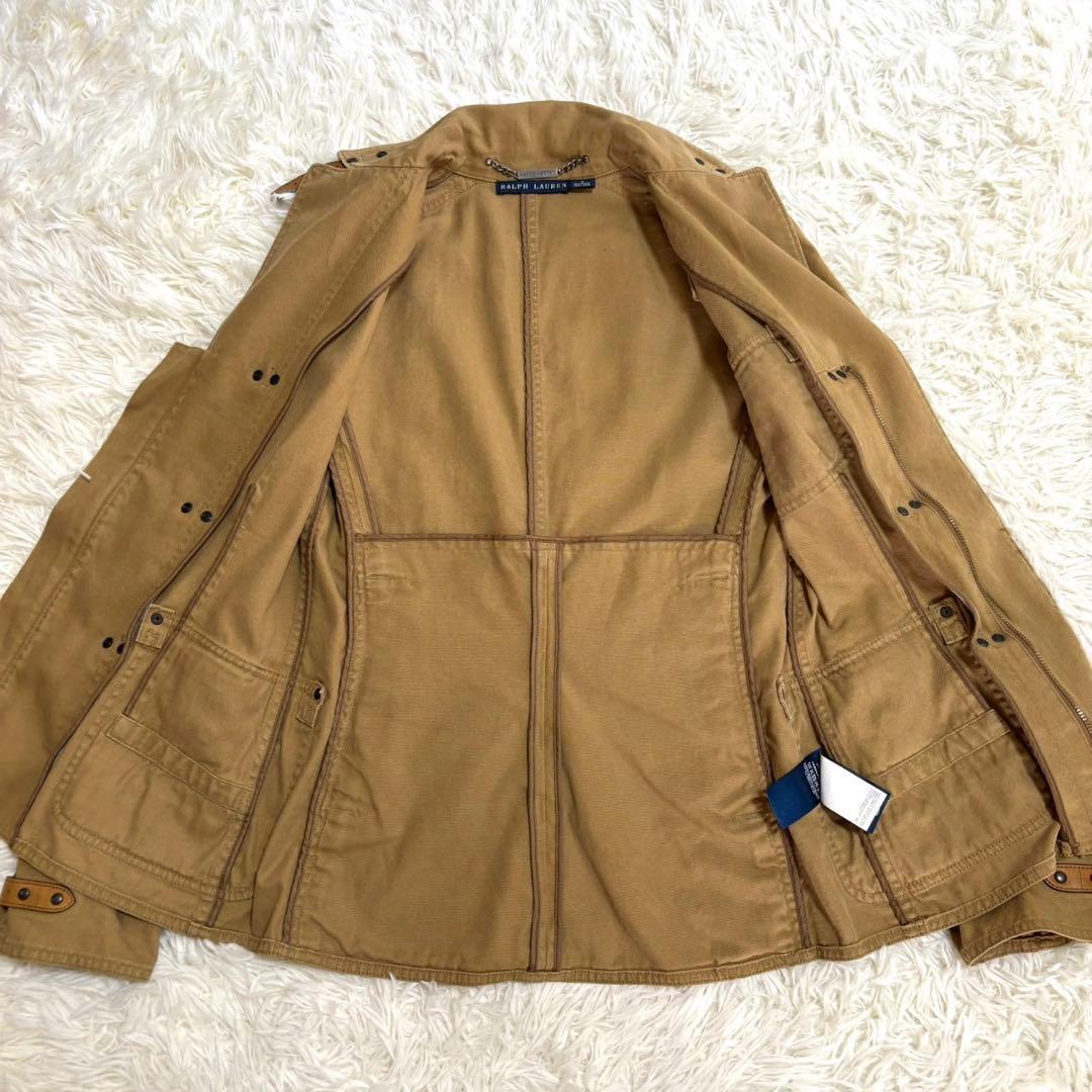 【美品】ラルフローレン コットン レザー切替 ジャケット サファリジャケット