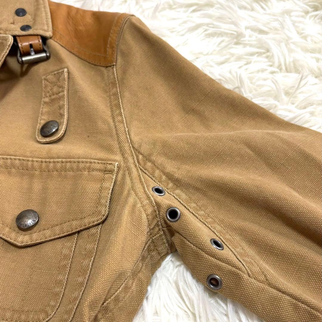 【美品】ラルフローレン コットン レザー切替 ジャケット サファリジャケット