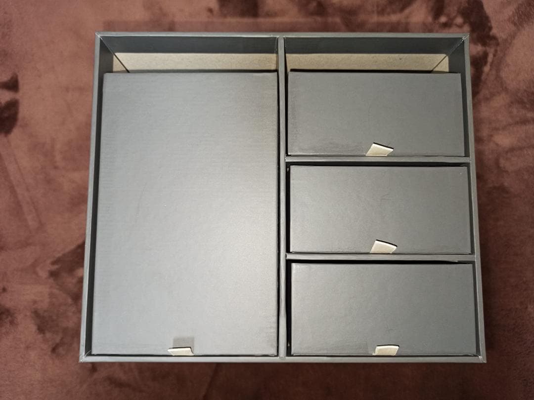 スモールグレー紙製収納ボックス 高級感 卓上収納 小物入れ