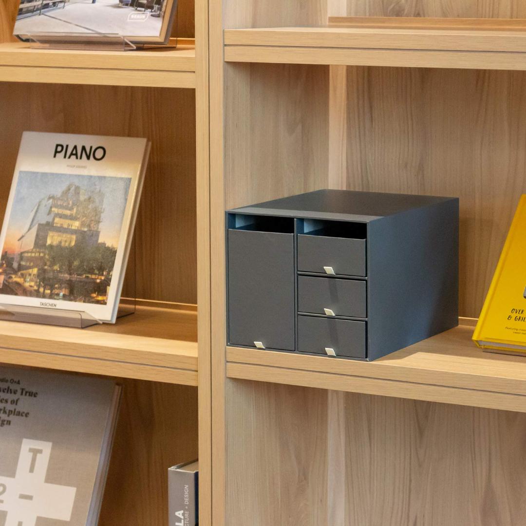 スモールグレー紙製収納ボックス 高級感 卓上収納 小物入れ