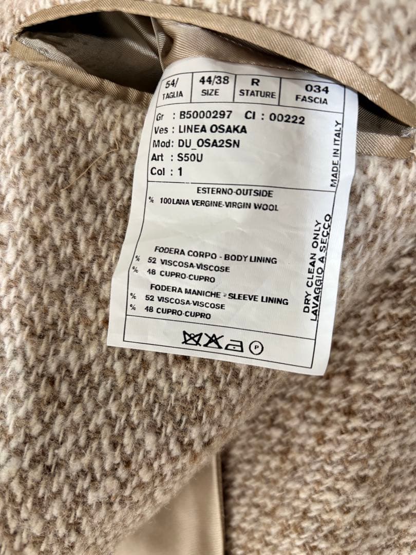 未使用に近いFUGATO ウールツイード　ダブルブレスト　チェスターコート　54