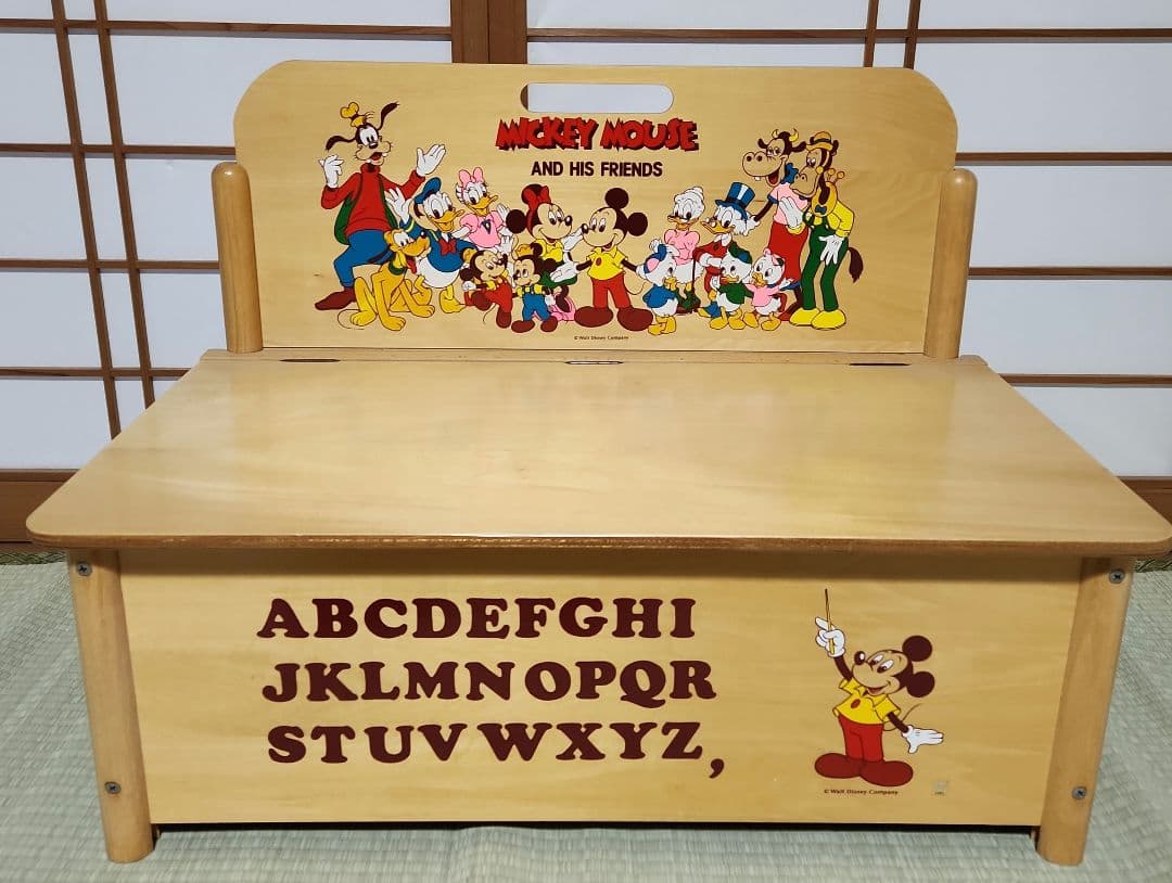 １月末まで限定価格ミッキーマウス 収納ベンチ　レトロ