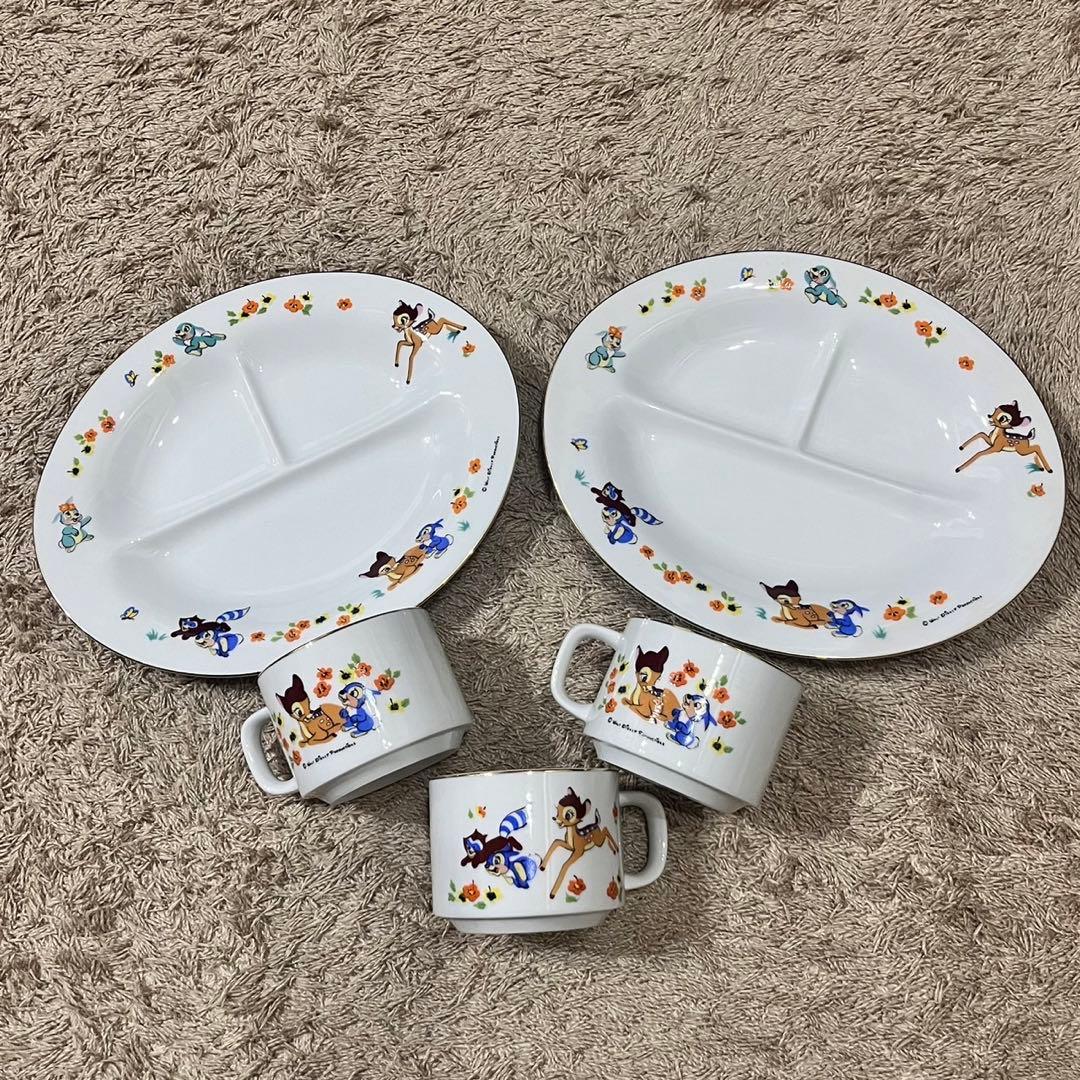 希少！レトロ Disney バンビ 食器 ランチプレートマグカップ sango