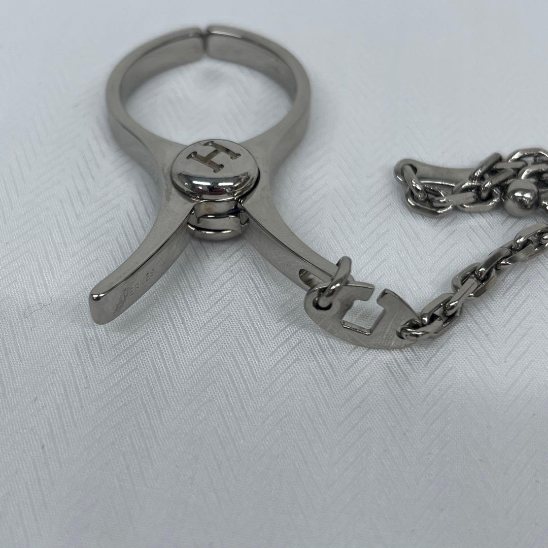 美品　エルメス　グローブホルダー　シルバー　チャーム　チェーン　キーホルダー