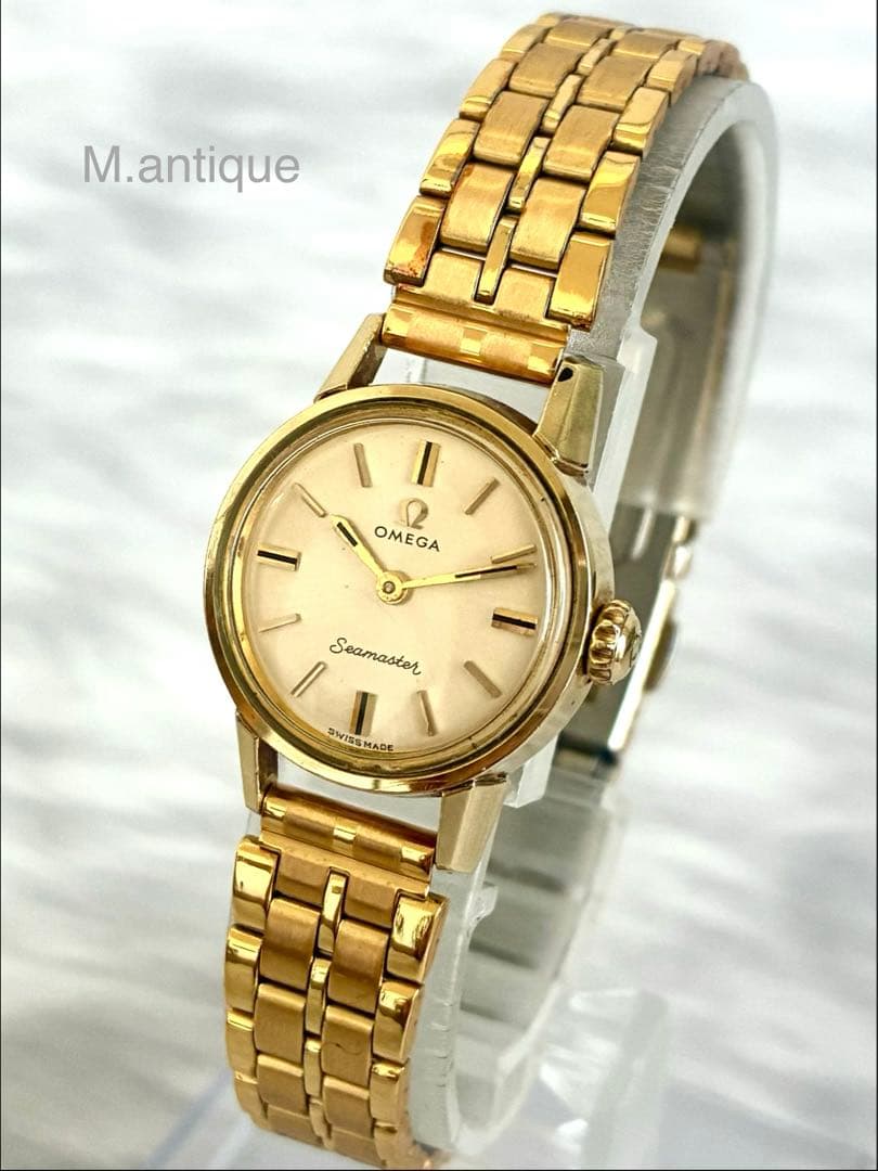 【OH済】OMEGA オメガ シーマスター 手巻き ゴールドアンティーク腕時計
