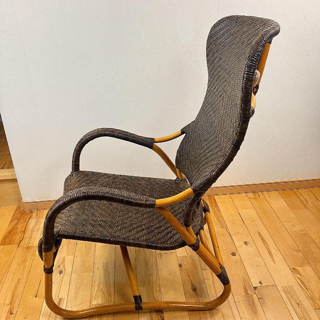 美品　サンフラワーラタン WAHOO 手編みハイバックチェア　座面高37cm 藤