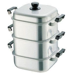 アカオ　アルミ　角型蒸器　36cm　二重　蒸し器　⑵