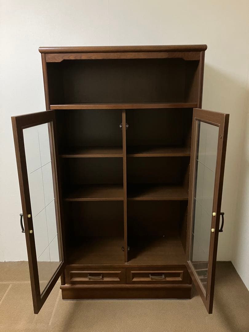 本棚　収納棚　収納　棚　ガラス扉　アンティーク　シンプル　木製　家具