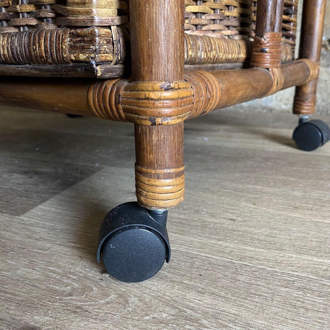 ラタン 籐　ランドリーラック　アーチトップ　ヴィンテージ　昭和レトロ