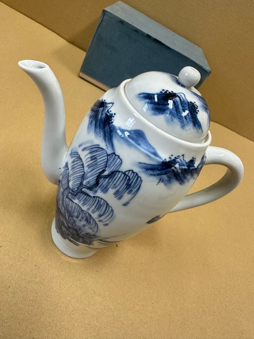 平安春峰【煎茶道具　水注（すいちゅう）】　染付　山水