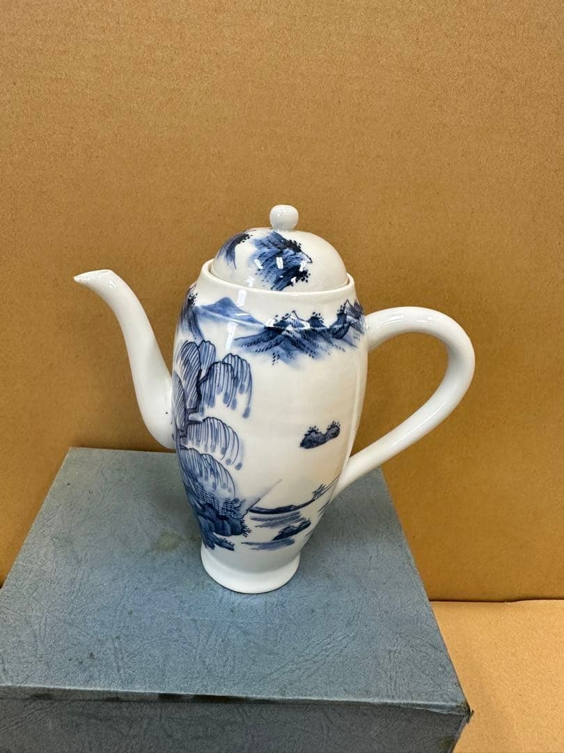 平安春峰【煎茶道具　水注（すいちゅう）】　染付　山水