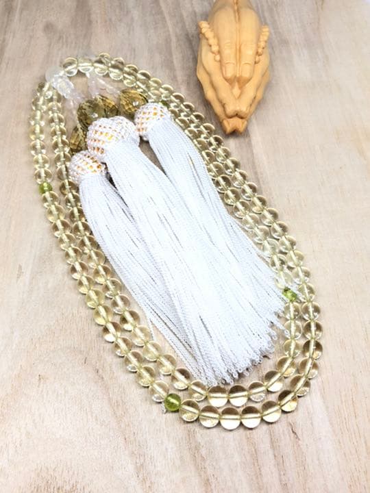 全宗派共通✳︎本式念珠108珠✳︎レモンクォーツ・ペリドット