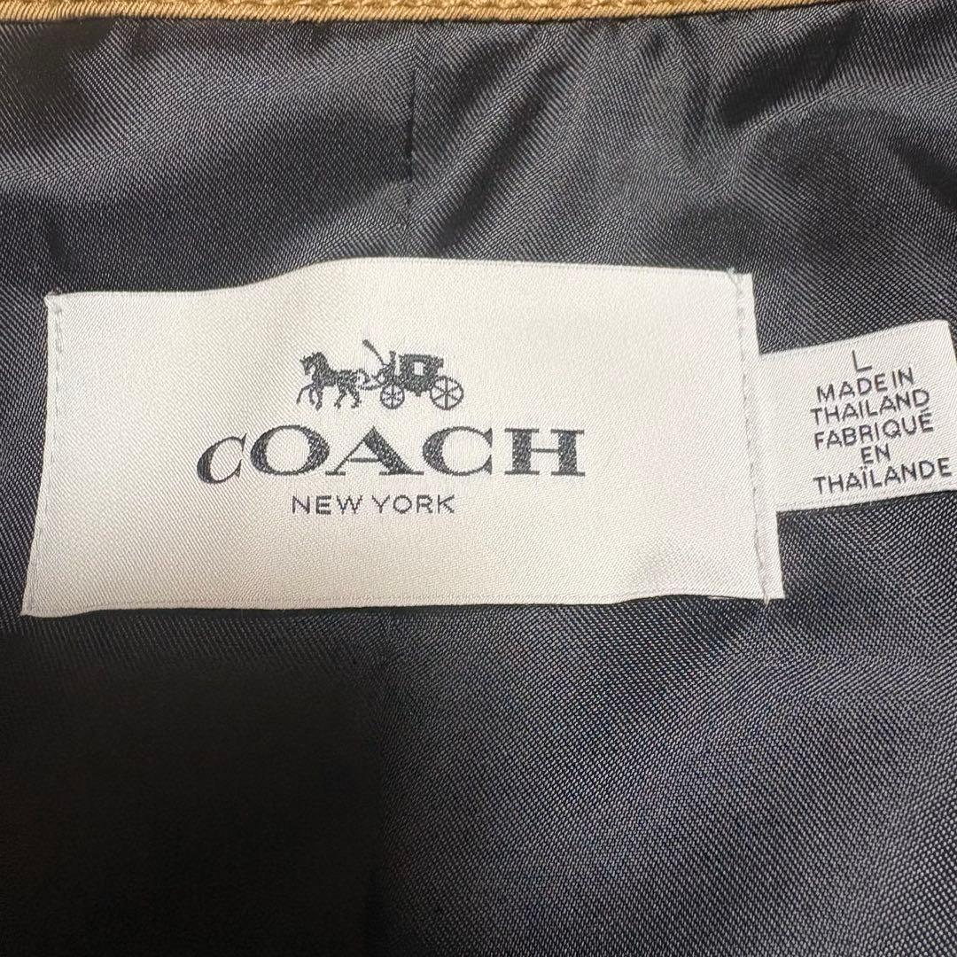 極美品　コーチ メンズ トレンチコート ロングコート ベージュ　Lサイズ