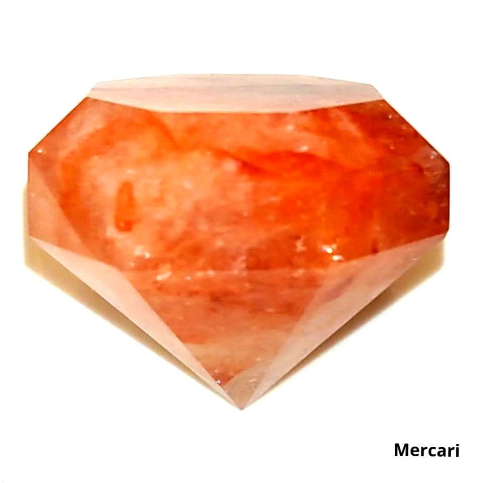 【レア✧１点物】天然石ファイヤークォーツのダイヤモンドカット大　置き物