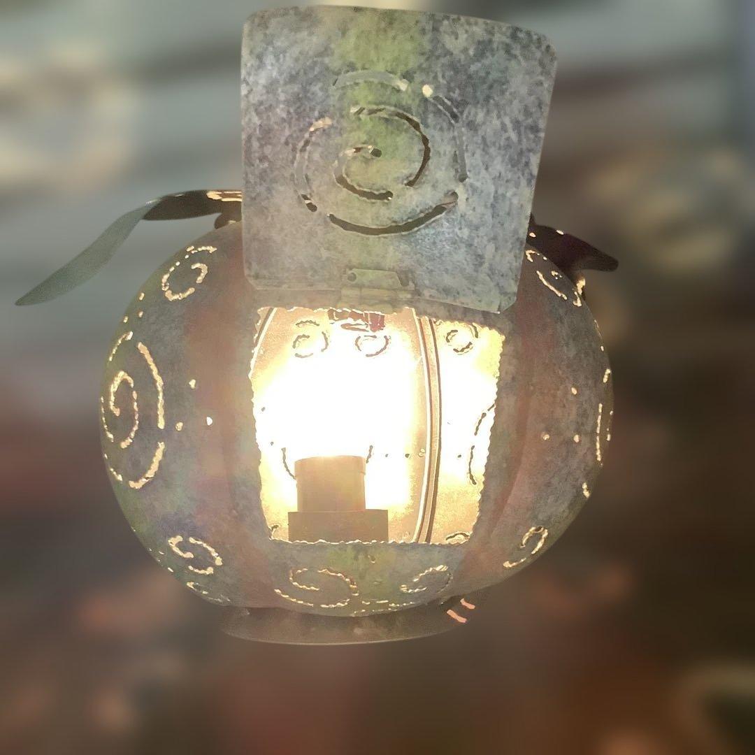 ハロウィン　ブリキパンプキン　ライトアップ　かぼちゃん　ガーデニング　飾り　置物