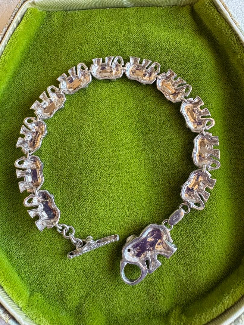 シルバーブレスレット・象・９２５・天然石・重量感