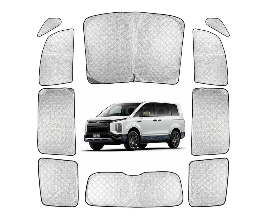 Perrace デリカD5専用吸盤なしサンシェード 車中泊 収納袋付き