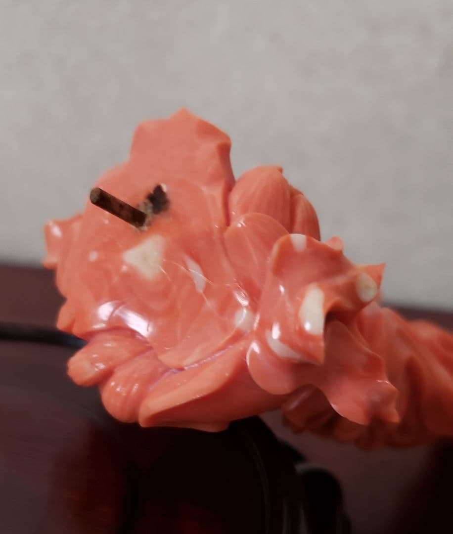 勇峰 本珊瑚 天女 置物 オブジェ 彫刻 珊瑚 宝石珊瑚 天然珊瑚 赤珊瑚