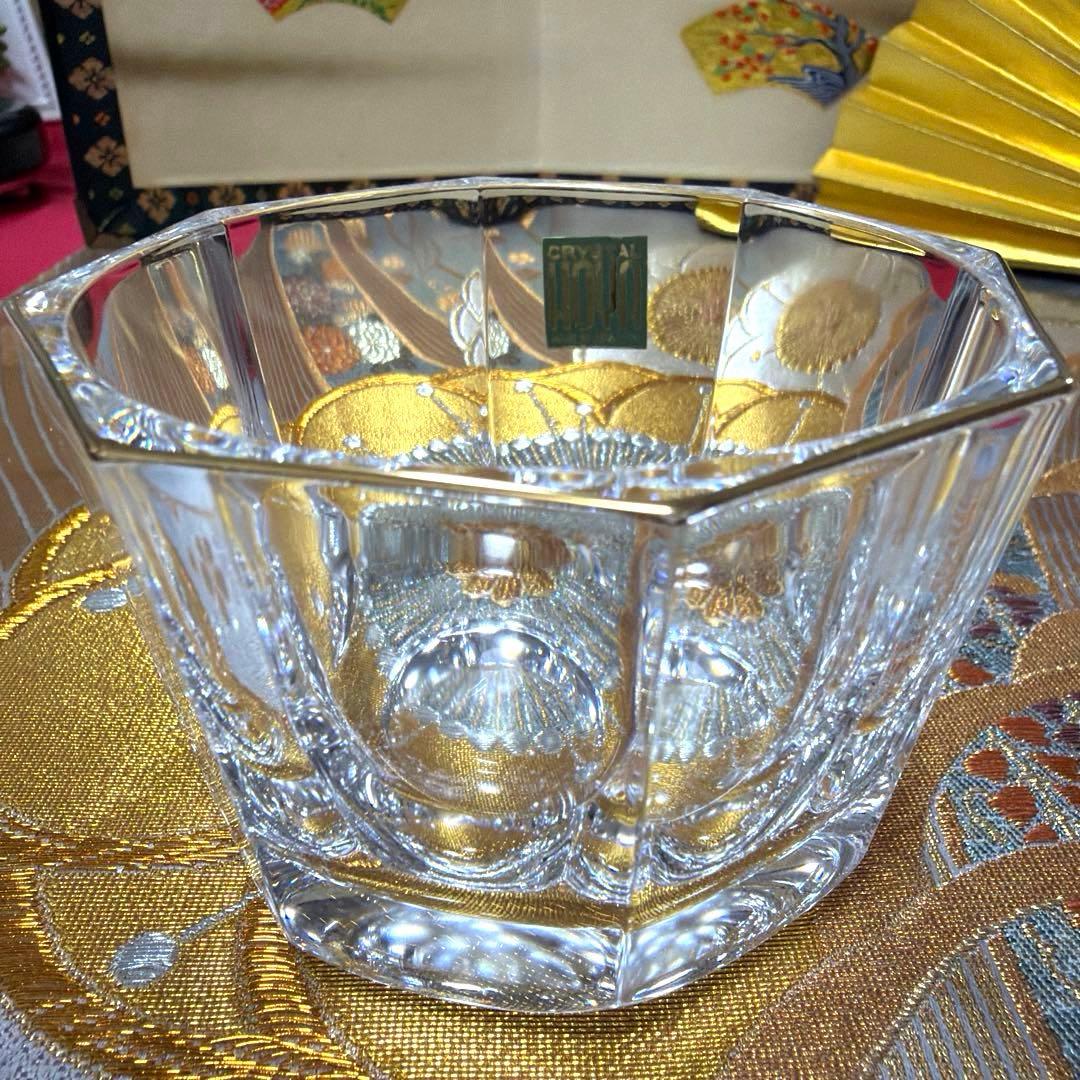 たち吉赤絵金彩八角鉢　中皿シール付きクリスタル小鉢　金彩豪華大鉢　No.4-33