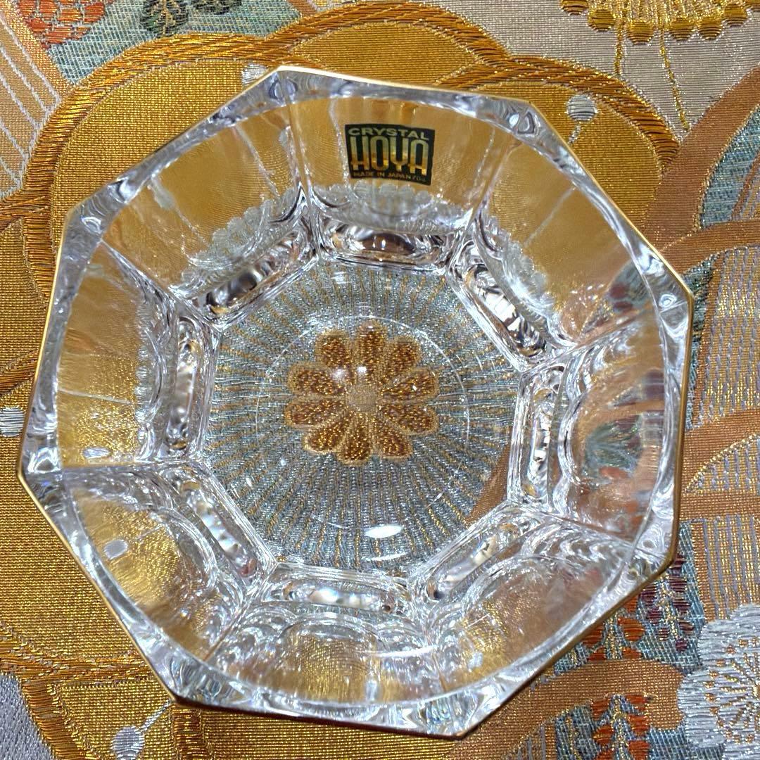 たち吉赤絵金彩八角鉢　中皿シール付きクリスタル小鉢　金彩豪華大鉢　No.4-33