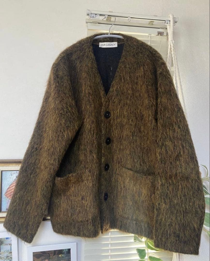 ZARA フェイクファーカーディガン オリーブ　our legacy似