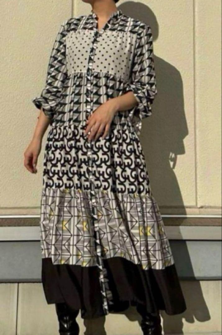 グレースクラス キカコンビマキシワンピース 総柄シャツワンピース 【美品】