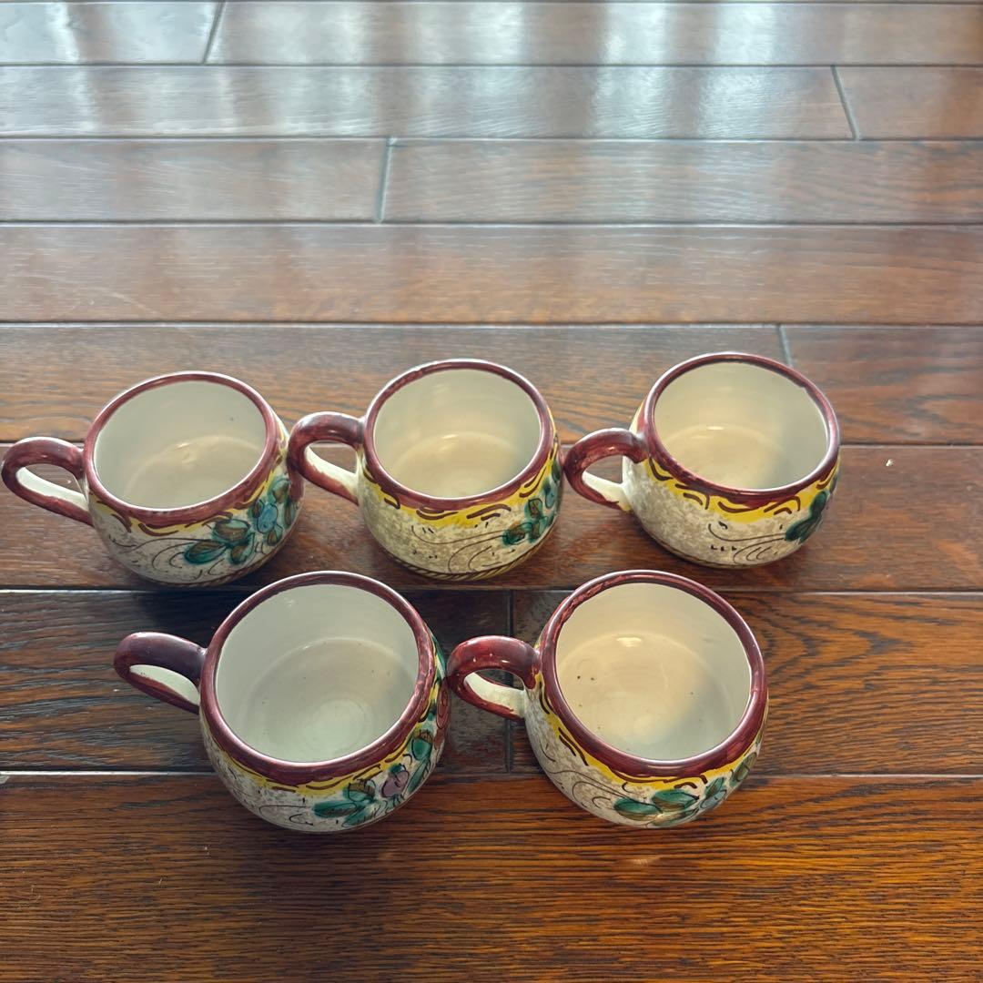 【希少】Pisapia Italy 陶器　花柄プレート6枚 カップ＆ソーサー5客