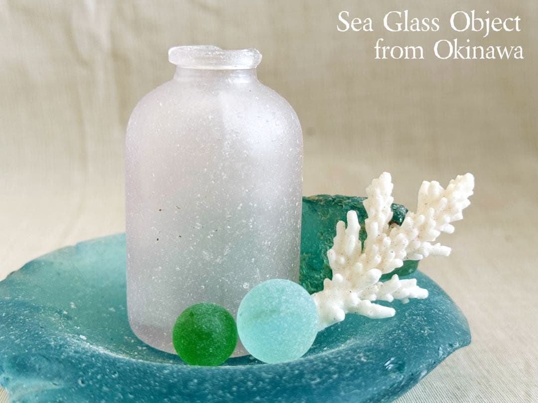 沖縄の海 奇跡の産物 ピンクのシーグラス瓶 激レア オブジェ シーグラスアート