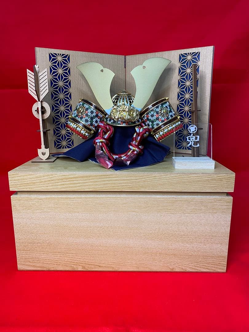 五月人形　兜飾り白木収納セット・コンパクトサイズ