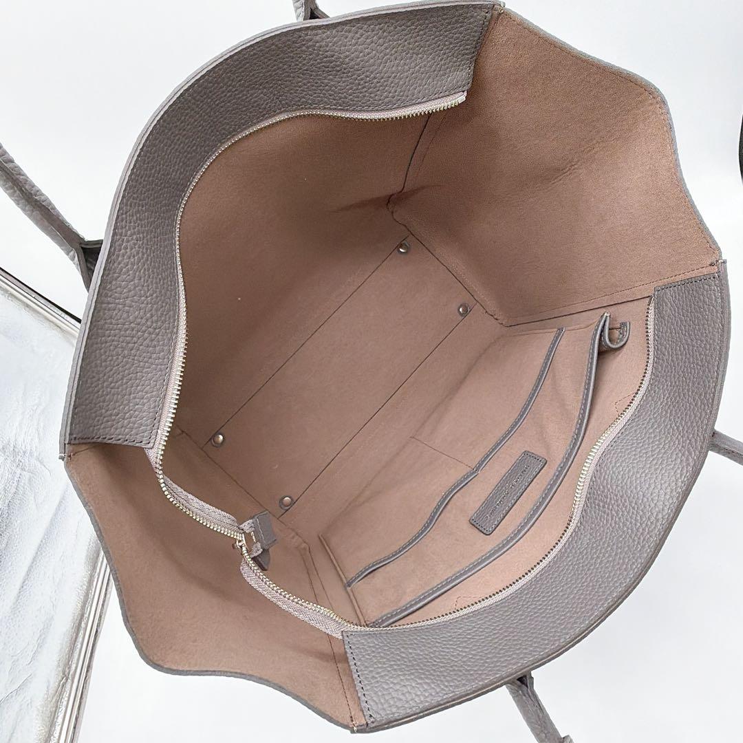 極美品【ユナイテッドアローズ】レザートートバッグ シボ革 大容量 zip仕様