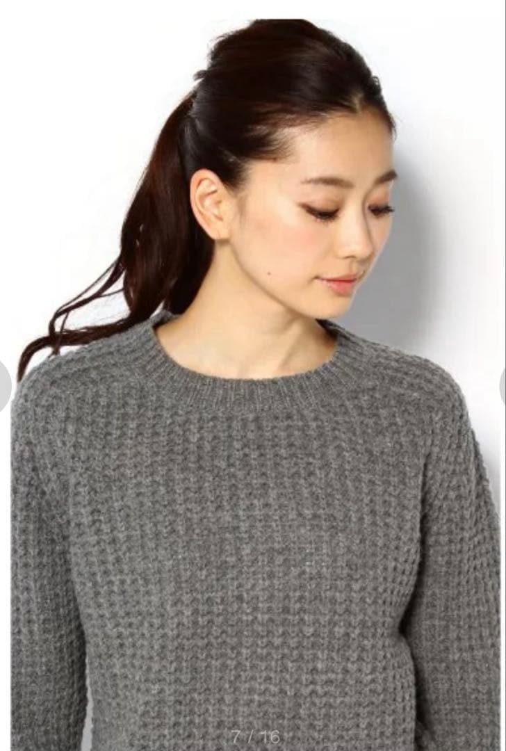 Deuxieme Classe バスケット編みクルーネックニット　コットンウール