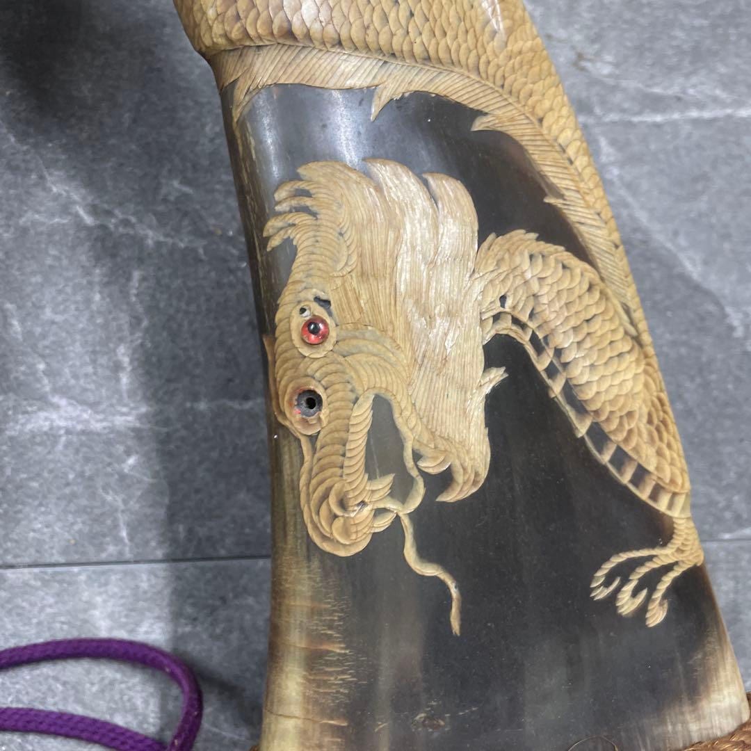 水牛の角　龍の彫刻　オシャレな彫り　インテリア　置物　希少　レア　限定価格　強者
