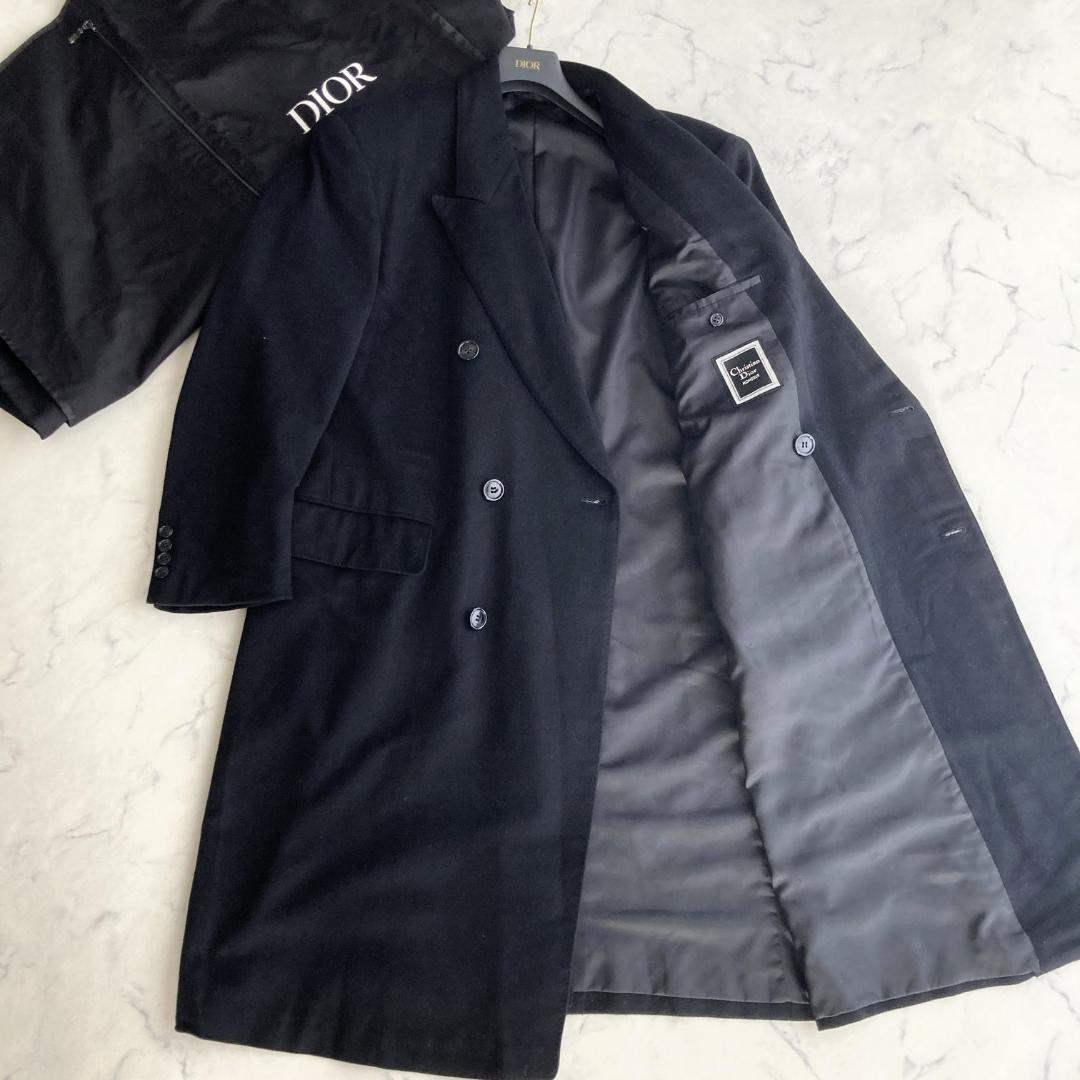 【超高級】クリスチャンディオール　カシミア100%スーパーロングコート　ブラック