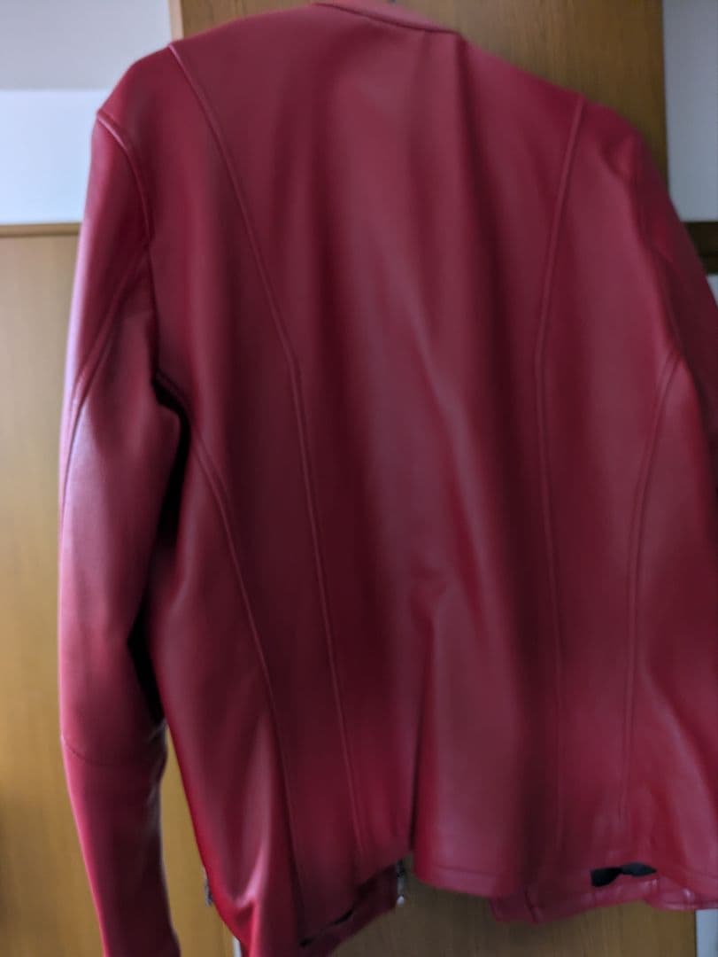 【Vanquish】レザーシングルライダースジャケット 赤