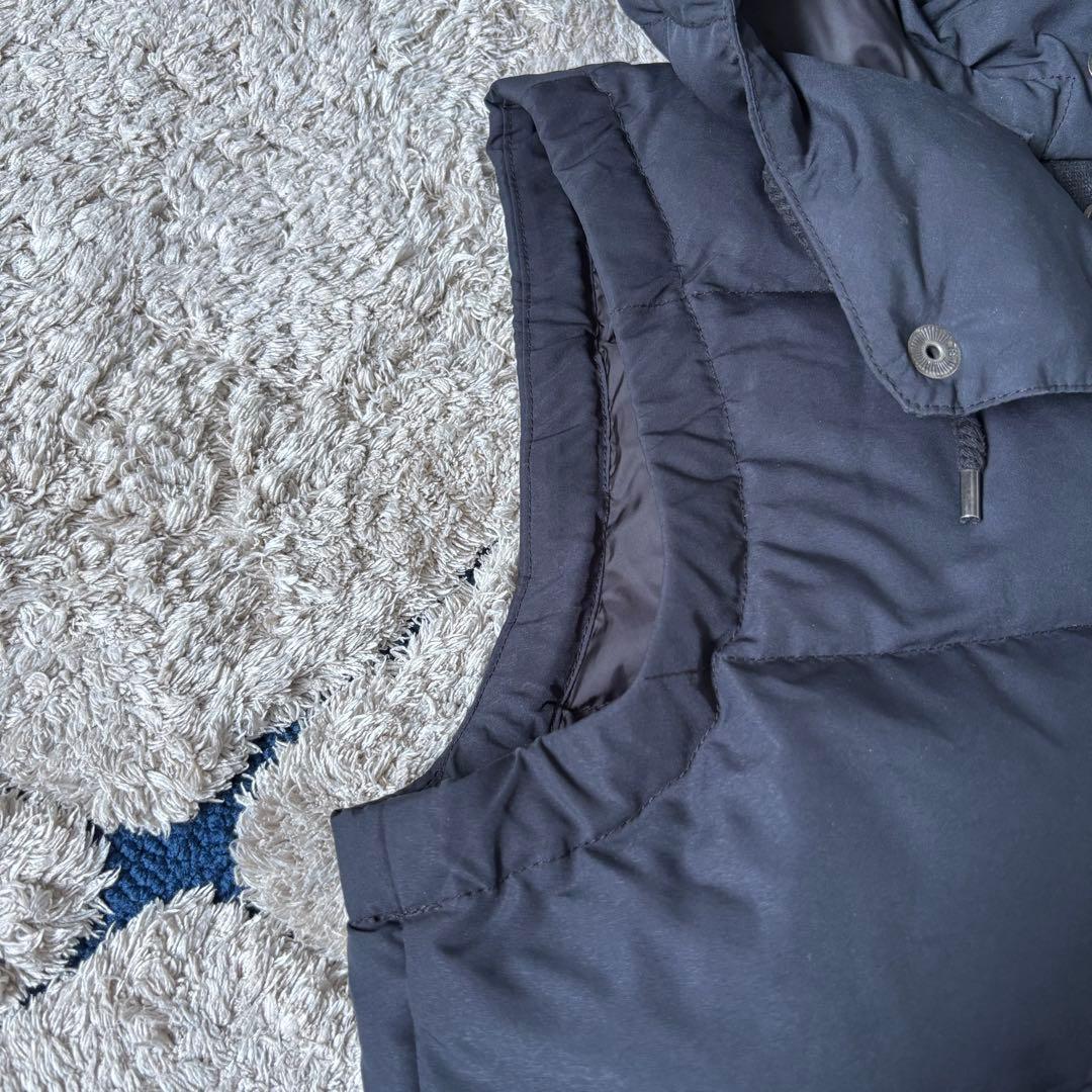 【美品✨】ポロラルフローレン　ダウンベスト　フード　レザー　ポニー刺繍　ブラック