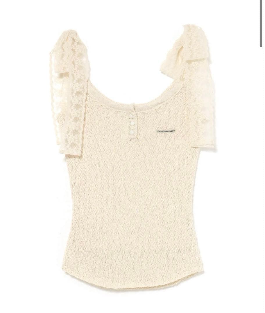 即日発送アイボリーCotton ribbon tank andmary