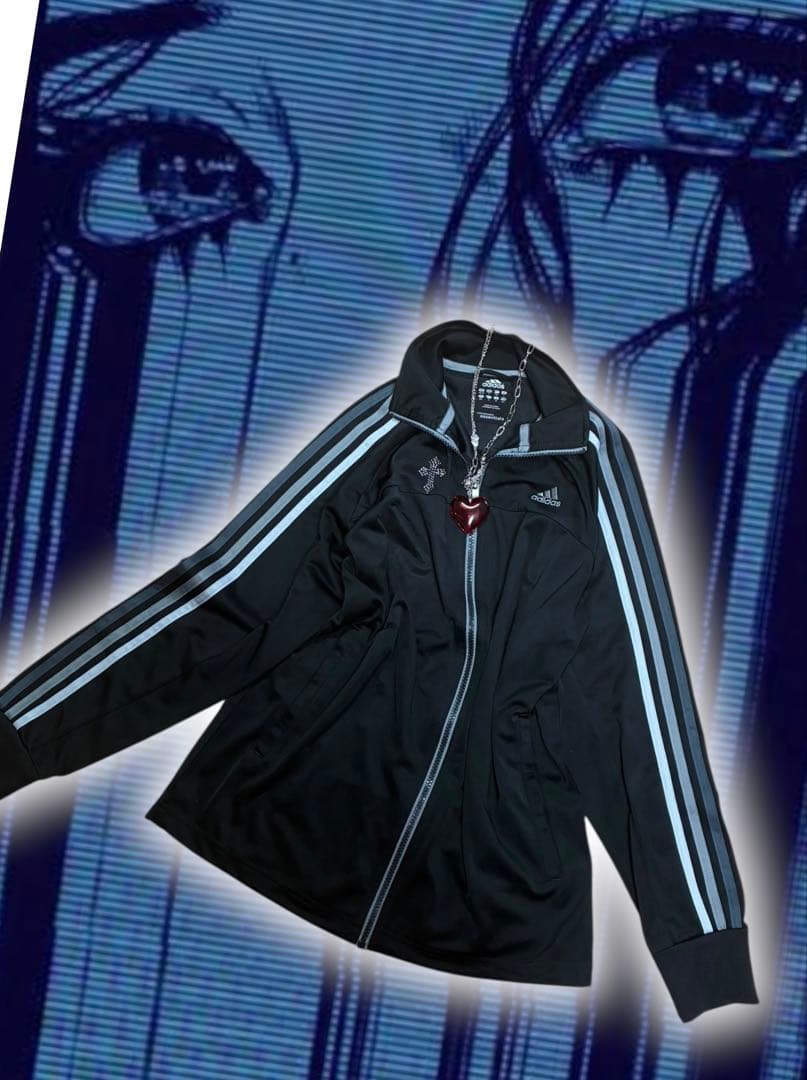 y2k十字架adidasビジュー3本線トラックジャケット古着屋パンク平成ギャル