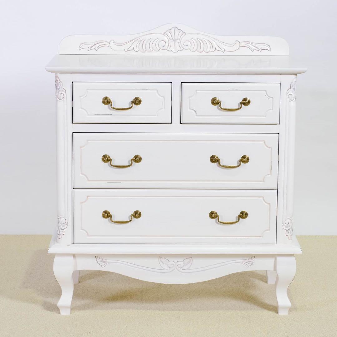 B 新品 チェスト 75cm 白 タンス 衣類収納 リビング収納 ホワイト