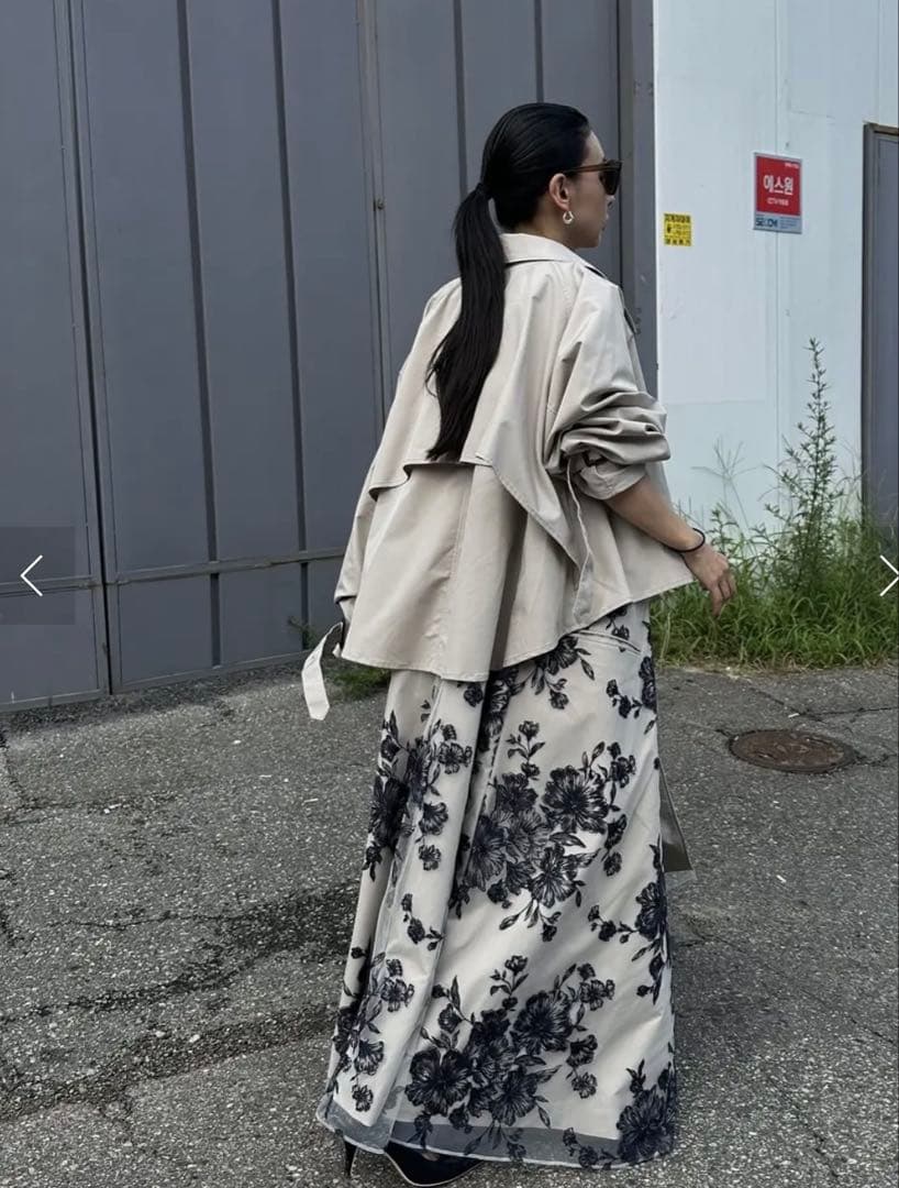 ジャケット・アウター 3WAY TULLE EMBROIDERY DOCKING TRENCH