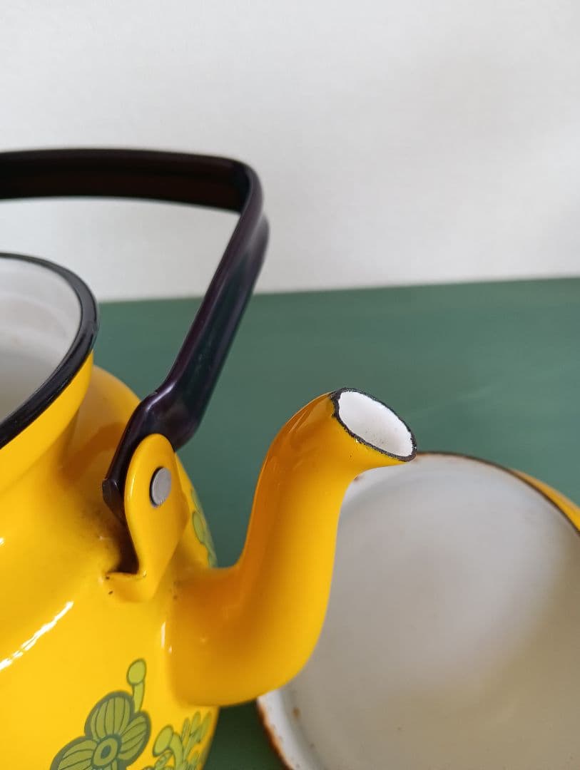 フィネル　アンティーク　花柄やかん 黄色