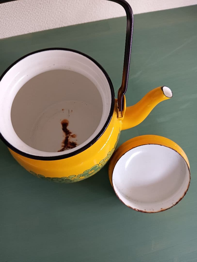 フィネル　アンティーク　花柄やかん 黄色