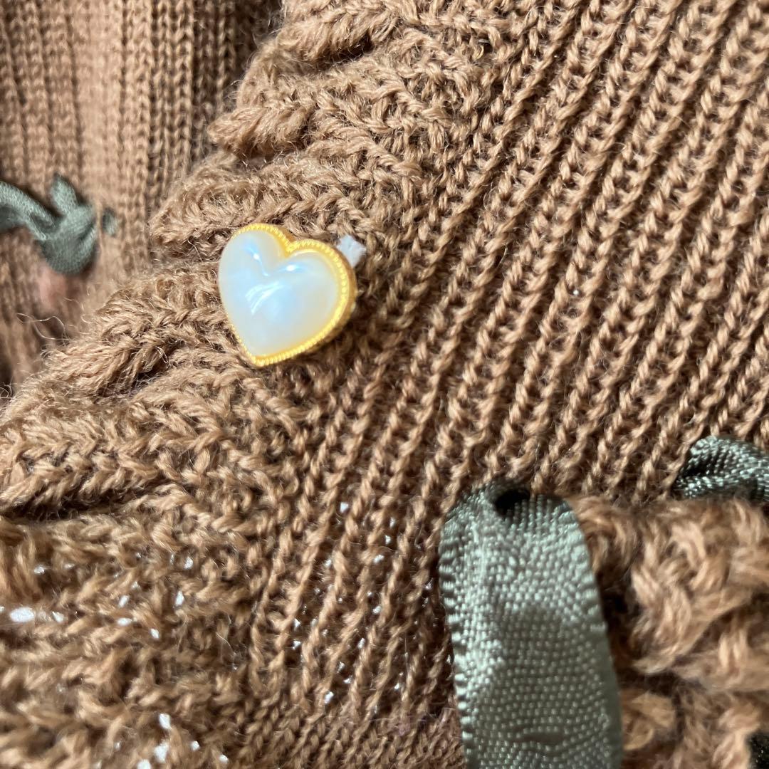 ＊美品＊アトリエまりこ／花柄モチーフ　ニット　　ブラウン