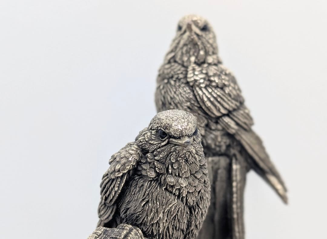 【極希少・重量630g】英国 カントリーアーティスト 純銀張り オブジェ 小鳥