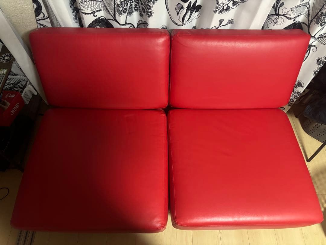 ソファ ソファベッド ソファーベッド ダブル合皮2人掛け 幅140cm レッド赤