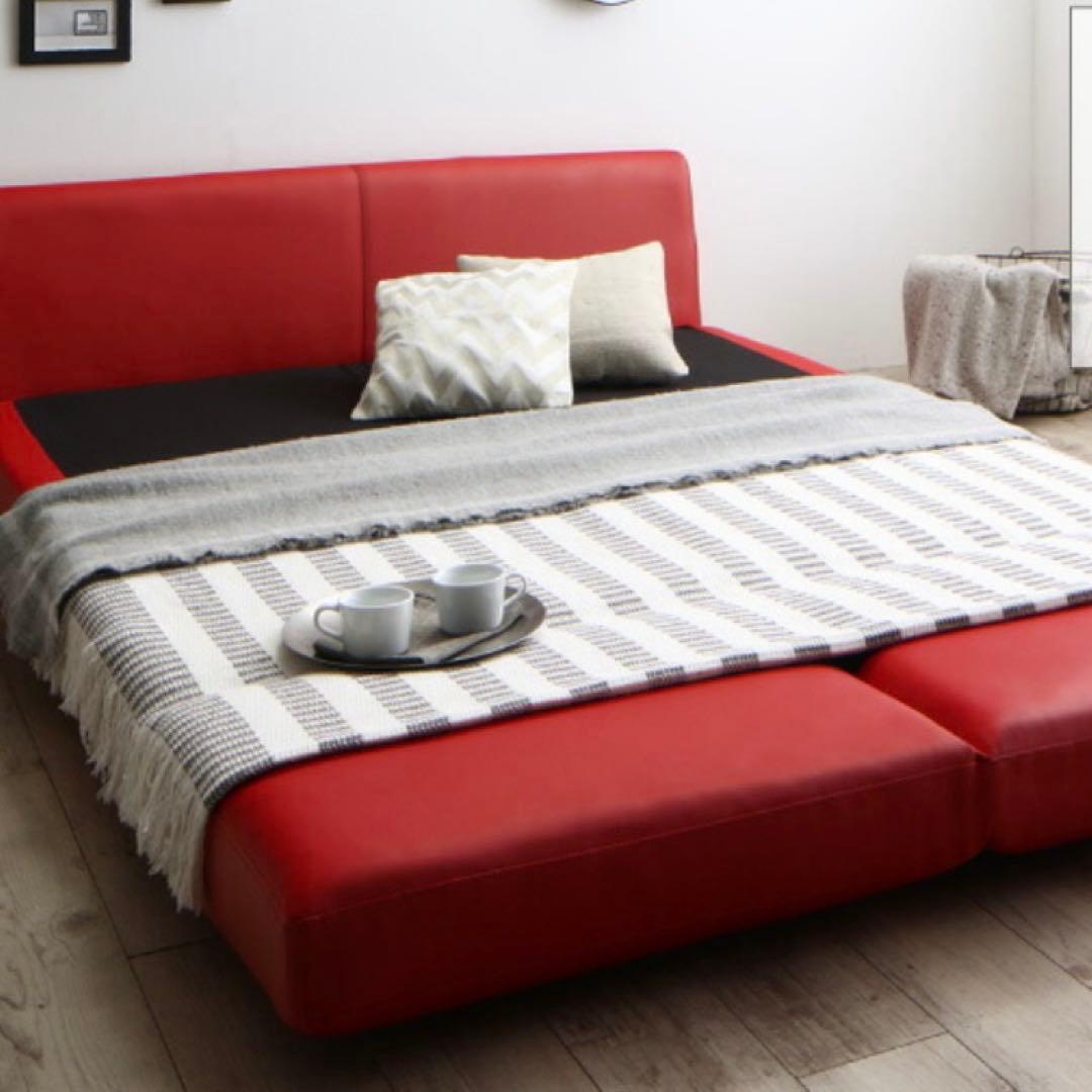 ソファ ソファベッド ソファーベッド ダブル合皮2人掛け 幅140cm レッド赤