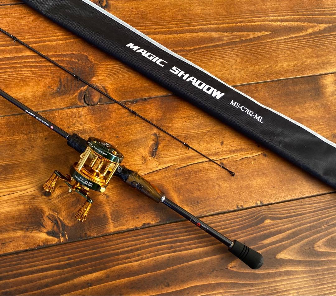 釣り竿セット　ベイトロッド　C702ML バスロッド　バス釣り　ウッドグリップ