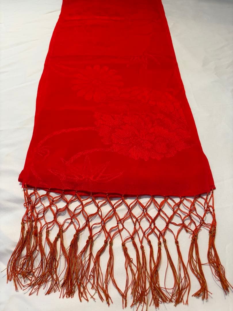 アンティーク着物　七五三　正絹　サーモンピンク　しごき付き